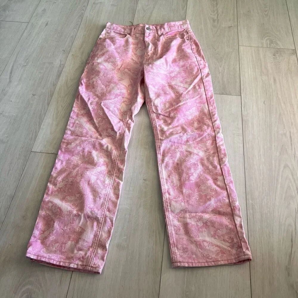BDG High Waisted Cowboy Straight Jeans Pink Rose Size 27
